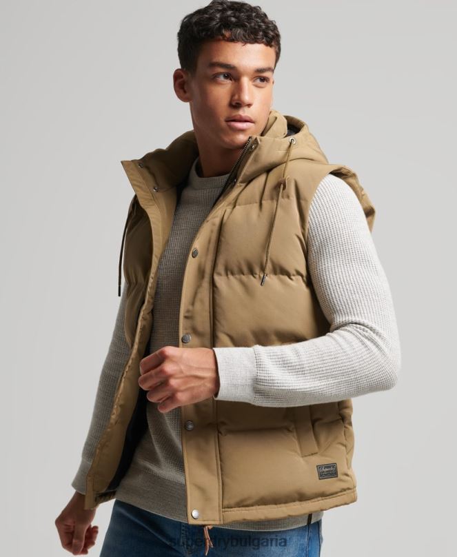 Superdry облекло N00H1065 кафяво мъже жилетка с качулка Everest