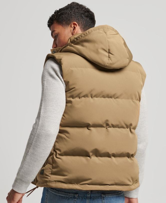 Superdry облекло N00H1065 кафяво мъже жилетка с качулка Everest