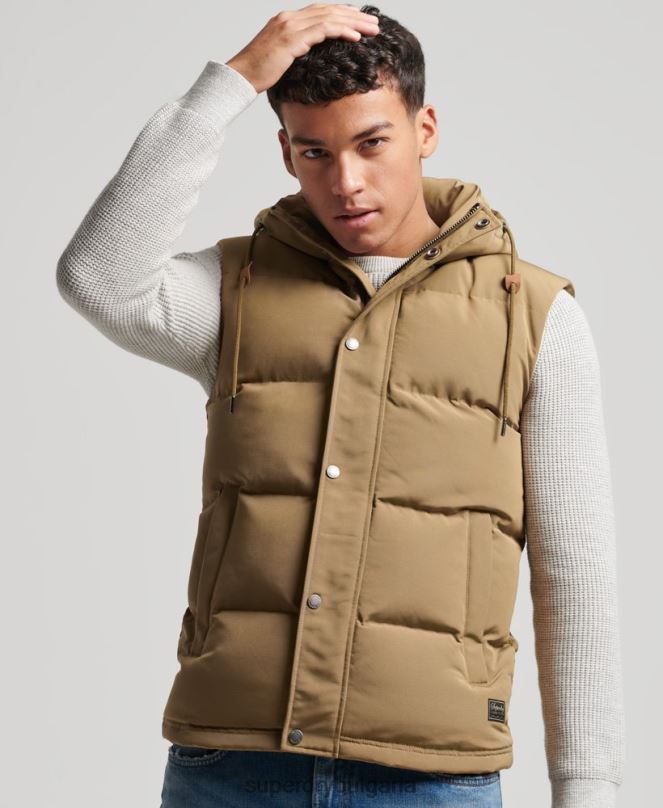 Superdry облекло N00H1065 кафяво мъже жилетка с качулка Everest