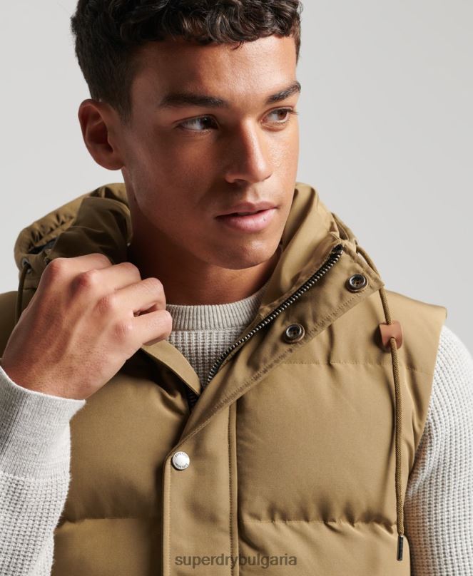 Superdry облекло N00H1065 кафяво мъже жилетка с качулка Everest