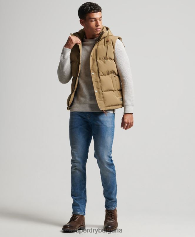Superdry облекло N00H1065 кафяво мъже жилетка с качулка Everest