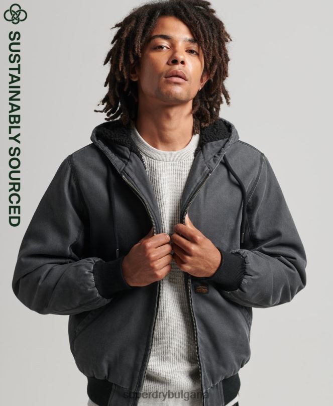 Superdry облекло N00H1067 кафяво мъже работно облекло бомбър яке с качулка