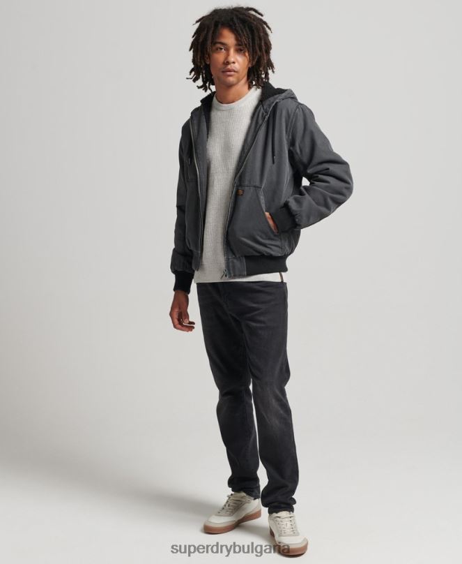 Superdry облекло N00H1067 кафяво мъже работно облекло бомбър яке с качулка