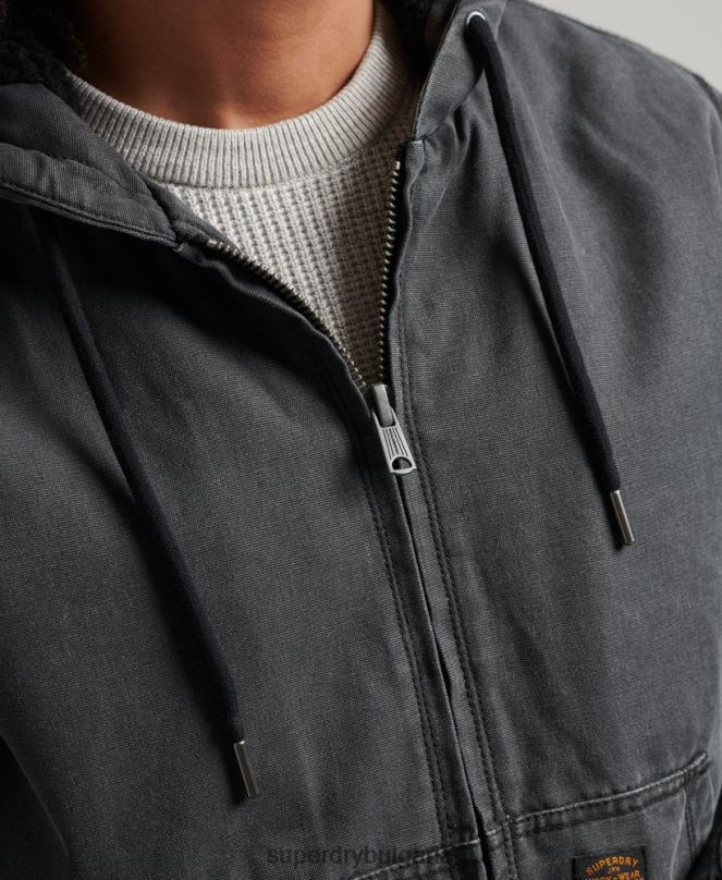 Superdry облекло N00H1067 кафяво мъже работно облекло бомбър яке с качулка