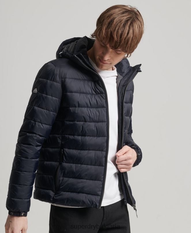 Superdry облекло N00H1068 военноморски флот мъже класическо пухено яке с качулка