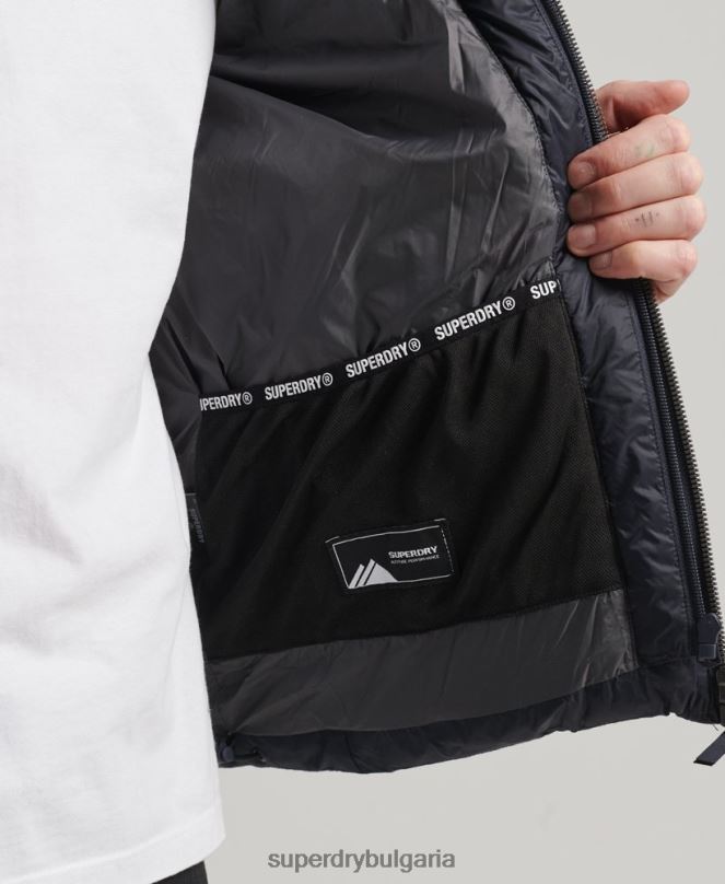 Superdry облекло N00H1068 военноморски флот мъже класическо пухено яке с качулка