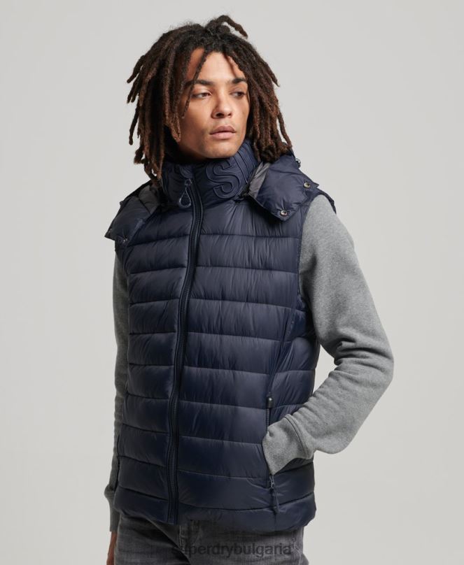 Superdry облекло N00H1069 военноморски флот мъже класически подплатен жилет с качулка