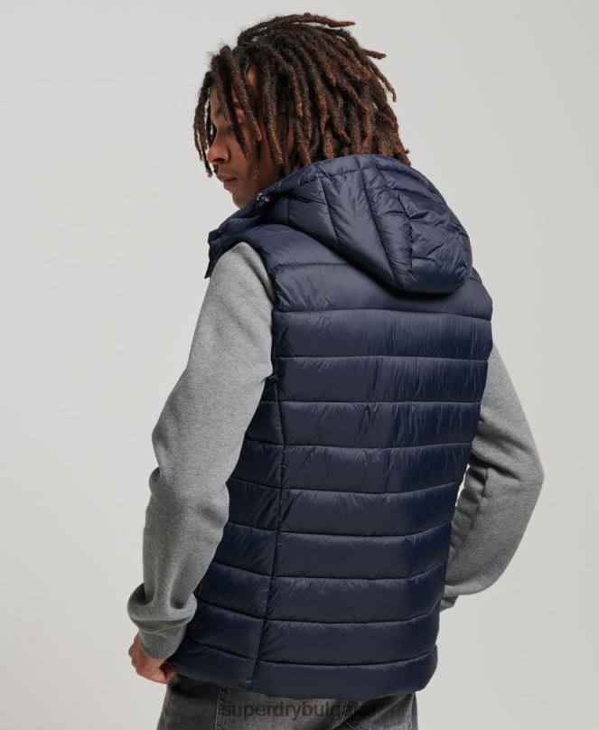 Superdry облекло N00H1069 военноморски флот мъже класически подплатен жилет с качулка