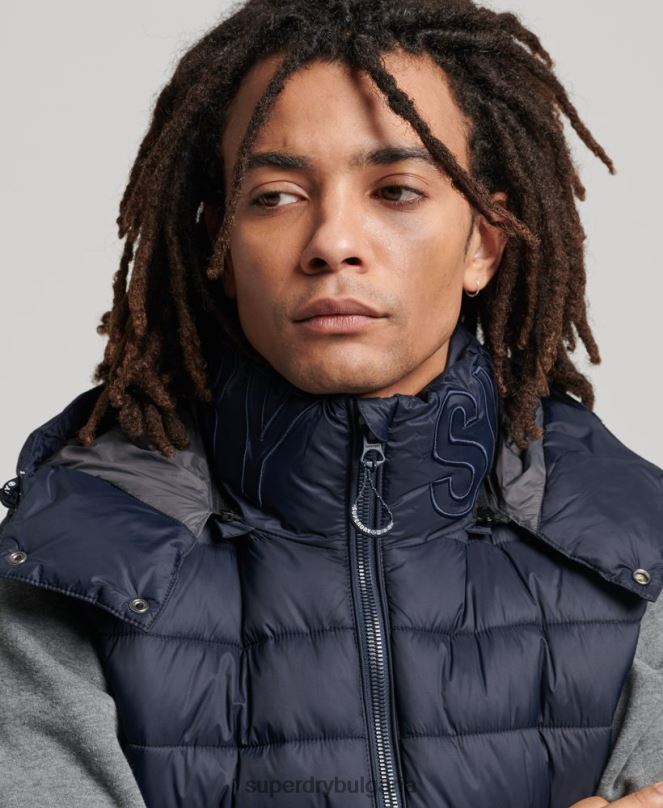 Superdry облекло N00H1069 военноморски флот мъже класически подплатен жилет с качулка