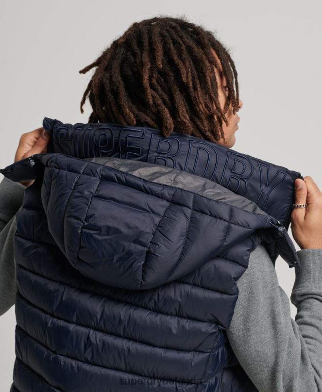Superdry облекло N00H1069 военноморски флот мъже класически подплатен жилет с качулка