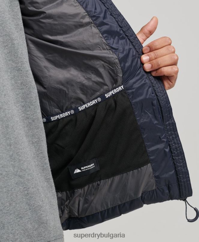 Superdry облекло N00H1069 военноморски флот мъже класически подплатен жилет с качулка