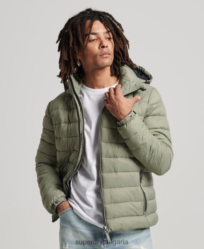 Superdry облекло N00H1070 каки мъже класическо пухено яке с качулка