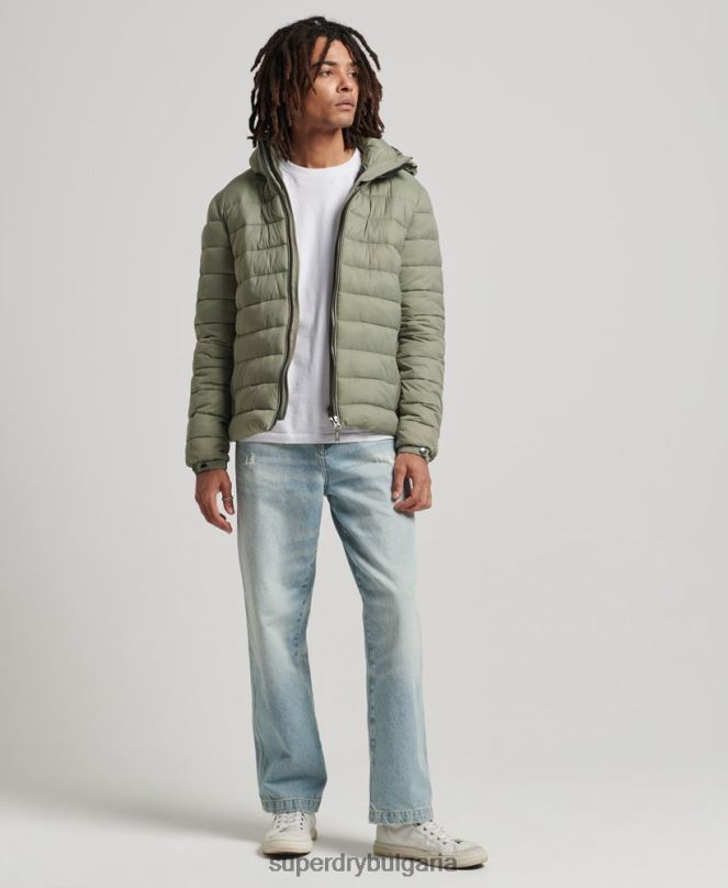 Superdry облекло N00H1070 каки мъже класическо пухено яке с качулка