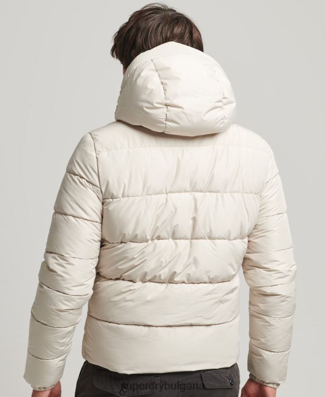 Superdry облекло N00H1071 бежово мъже спортно пухено яке с качулка