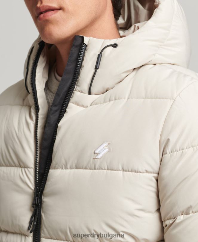 Superdry облекло N00H1071 бежово мъже спортно пухено яке с качулка