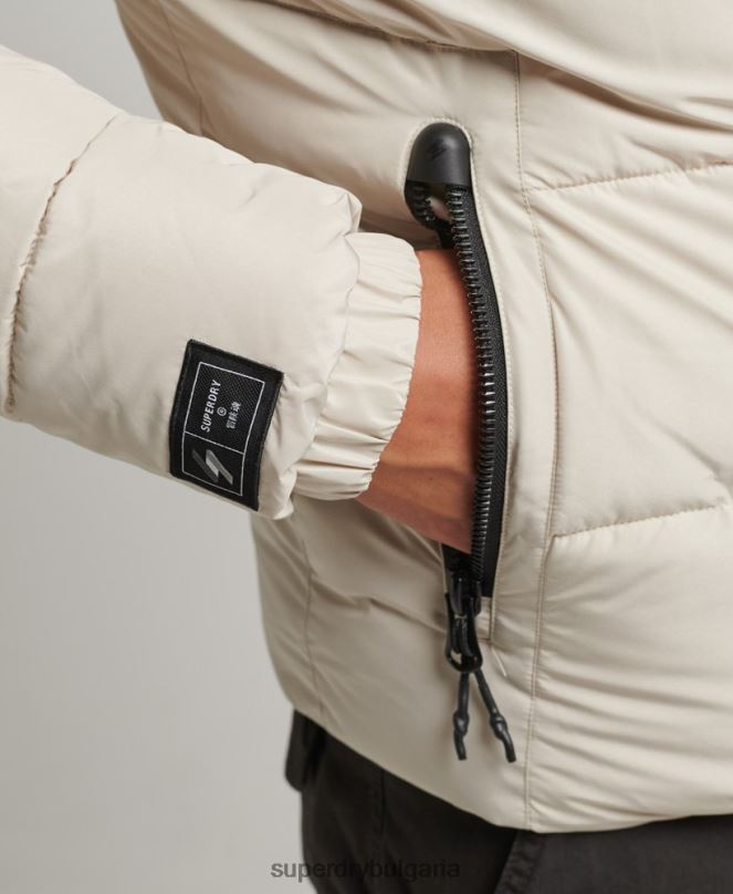 Superdry облекло N00H1071 бежово мъже спортно пухено яке с качулка