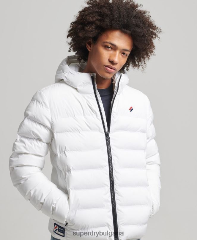 Superdry облекло N00H1073 бяло мъже термозапечатано подплатено яке