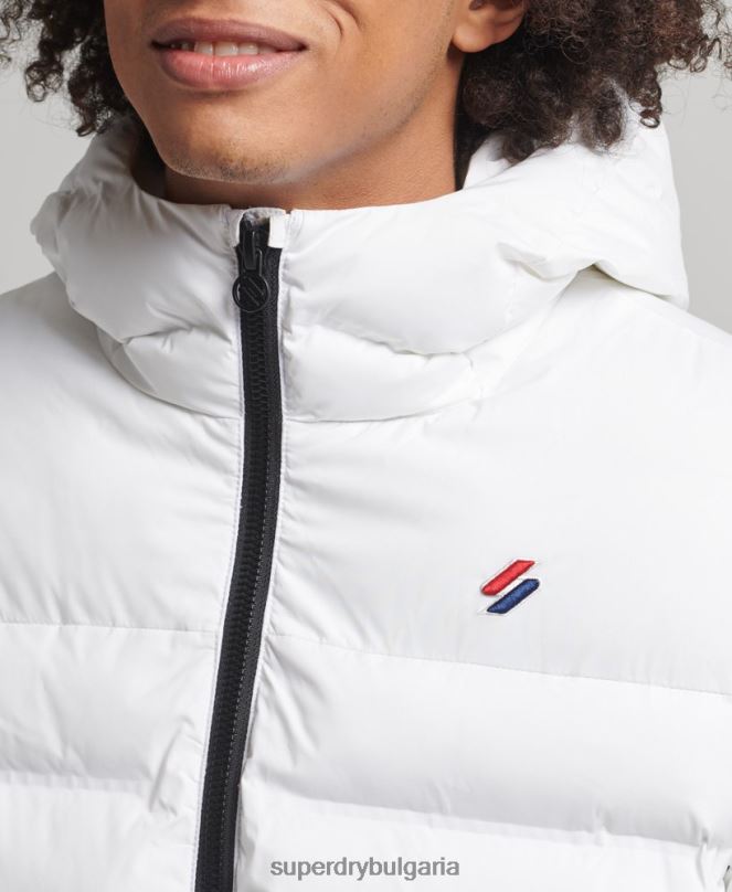 Superdry облекло N00H1073 бяло мъже термозапечатано подплатено яке