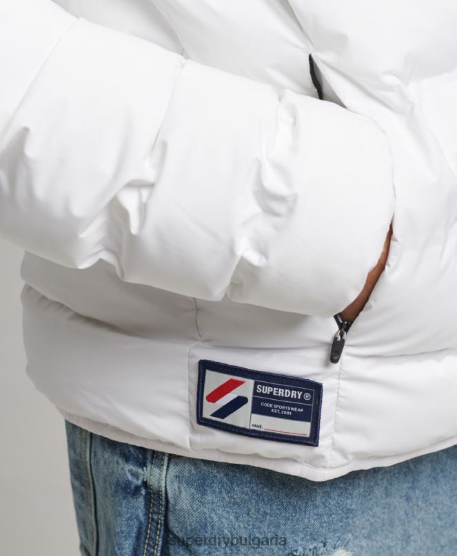 Superdry облекло N00H1073 бяло мъже термозапечатано подплатено яке