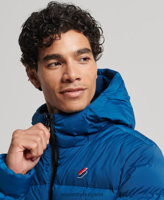 Superdry облекло N00H1074 син мъже термозапечатано подплатено яке