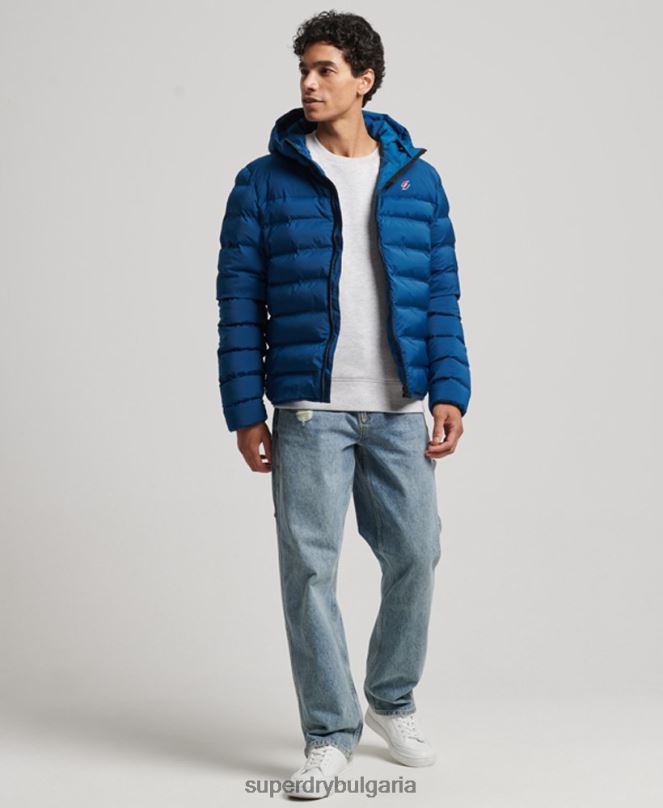 Superdry облекло N00H1074 син мъже термозапечатано подплатено яке