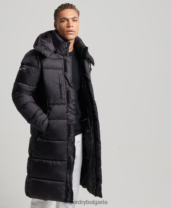 Superdry облекло N00H1076 черен мъже пухено яке с парагади ripstop