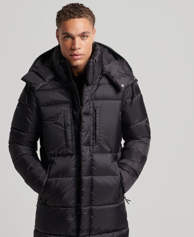 Superdry облекло N00H1076 черен мъже пухено яке с парагади ripstop