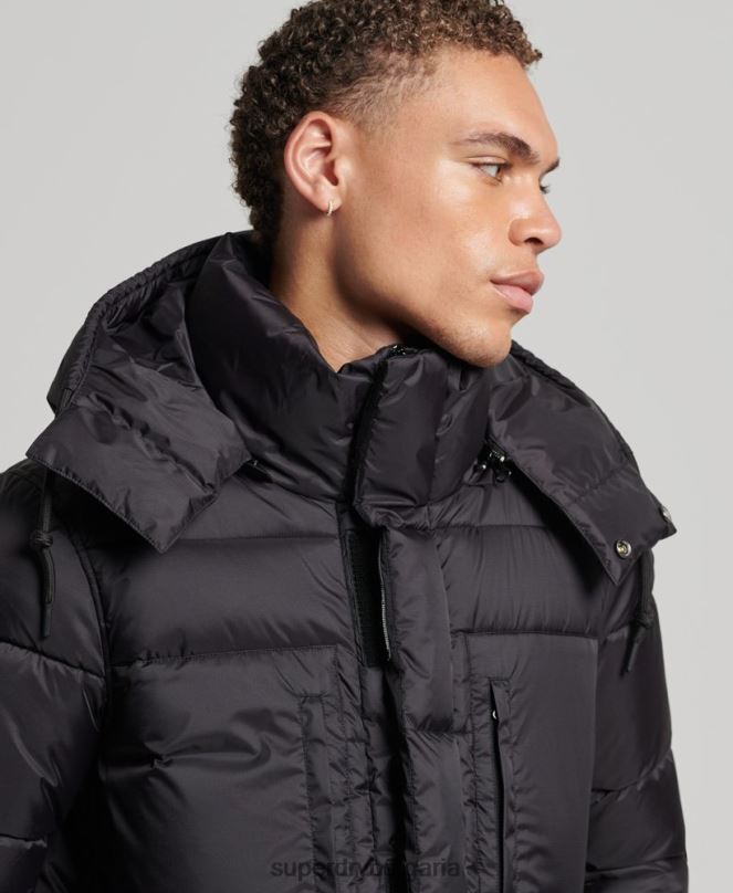 Superdry облекло N00H1076 черен мъже пухено яке с парагади ripstop