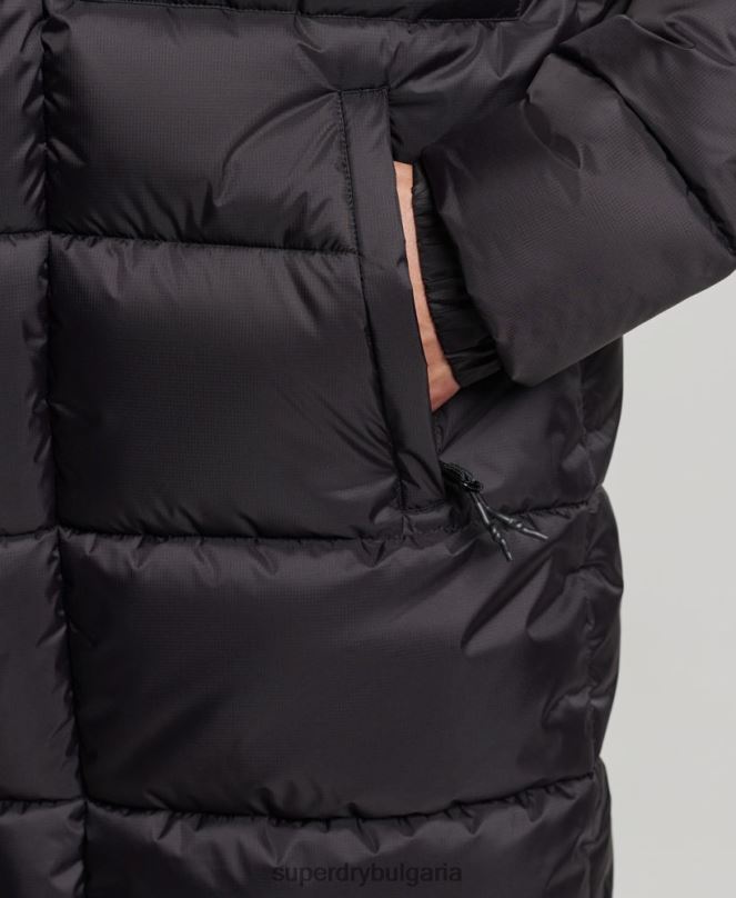 Superdry облекло N00H1076 черен мъже пухено яке с парагади ripstop
