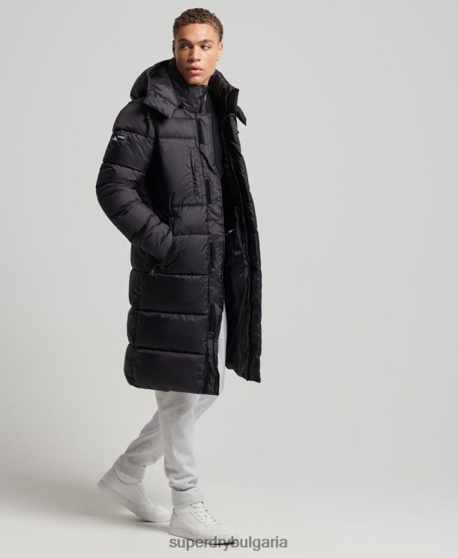 Superdry облекло N00H1076 черен мъже пухено яке с парагади ripstop