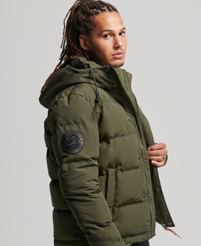 Superdry облекло N00H1077 зелено мъже пухено яке everest с качулка