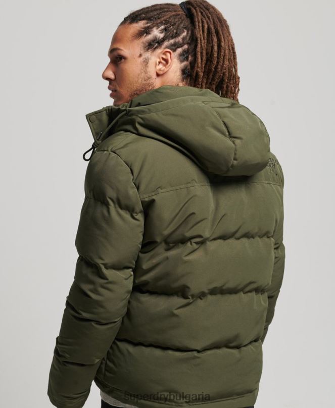 Superdry облекло N00H1077 зелено мъже пухено яке everest с качулка