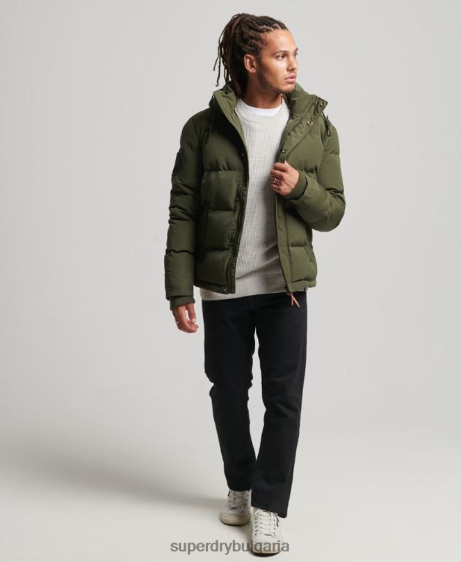 Superdry облекло N00H1077 зелено мъже пухено яке everest с качулка