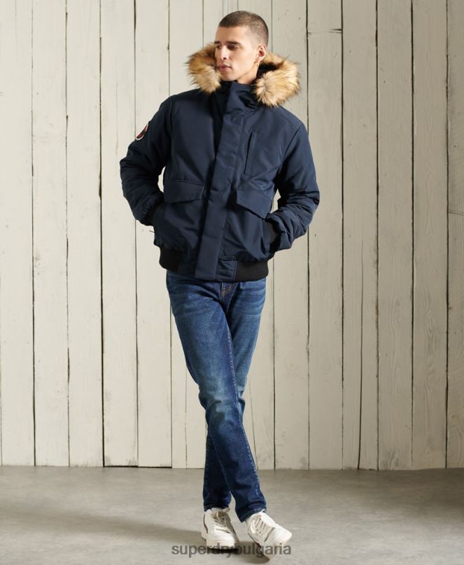 Superdry облекло N00H1085 военноморски флот мъже бомбър яке Everest