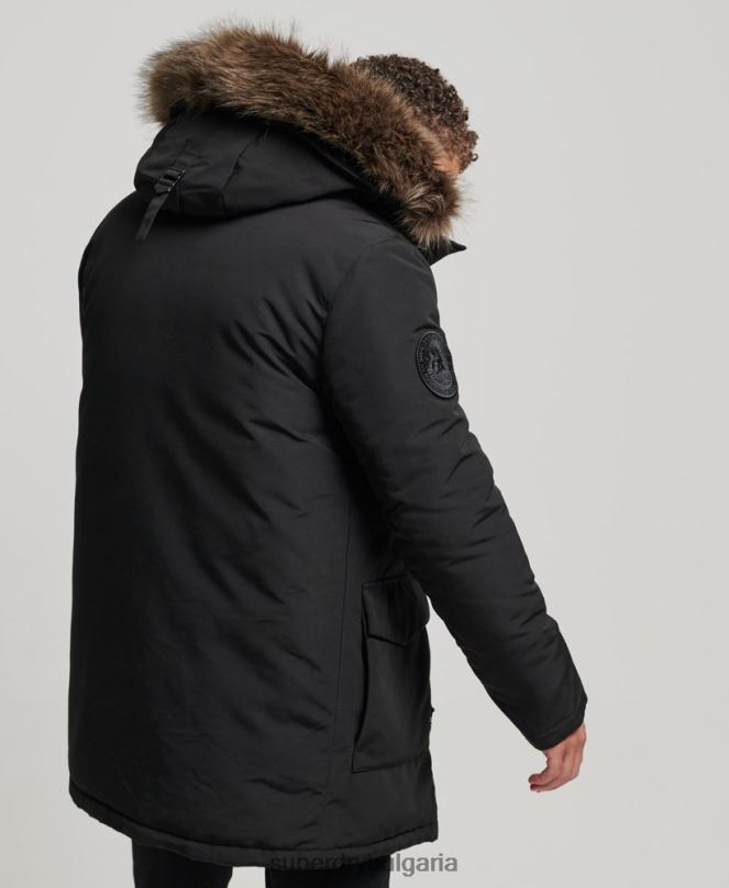 Superdry облекло N00H1086 тъмно сив мъже парка от изкуствена кожа everest с качулка