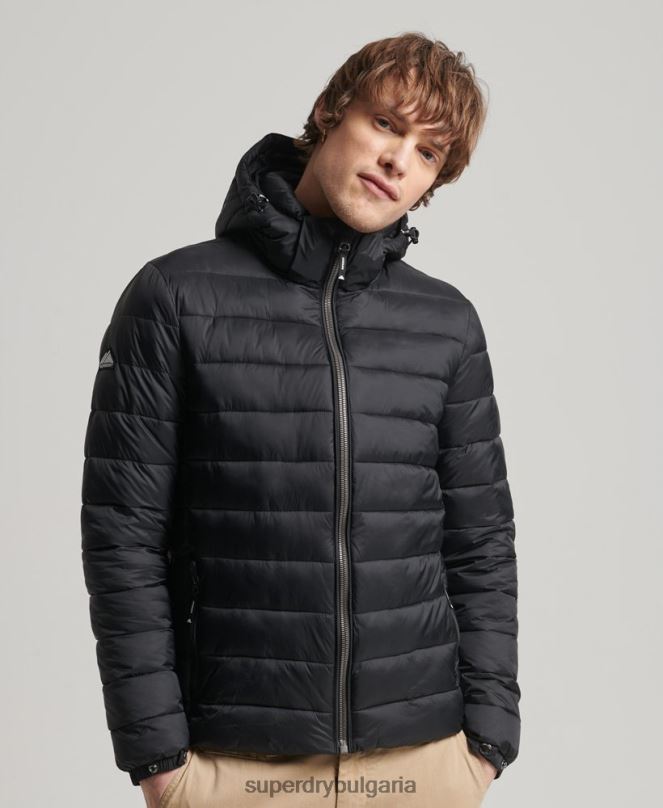 Superdry облекло N00H1087 черен мъже класическо пухено яке с качулка