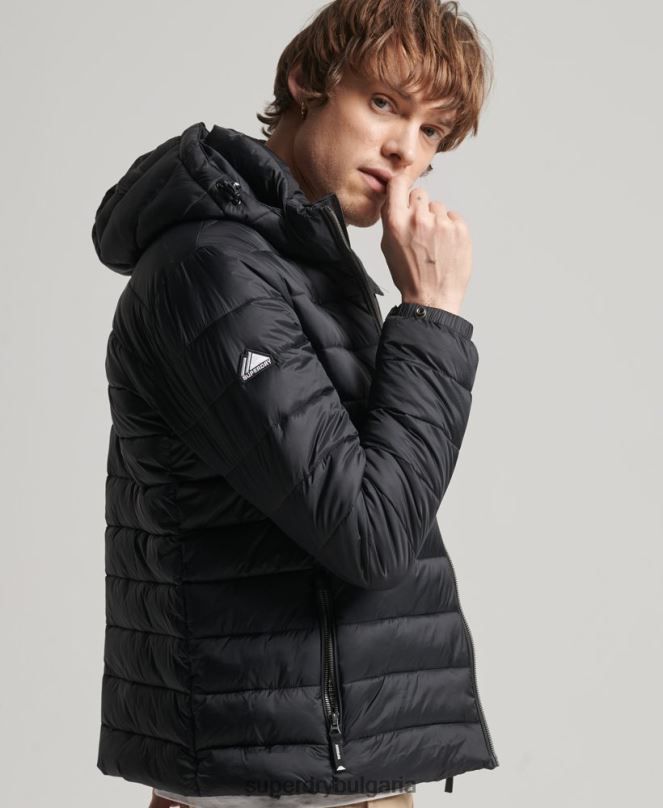 Superdry облекло N00H1087 черен мъже класическо пухено яке с качулка