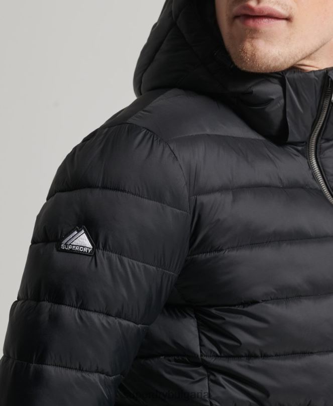 Superdry облекло N00H1087 черен мъже класическо пухено яке с качулка