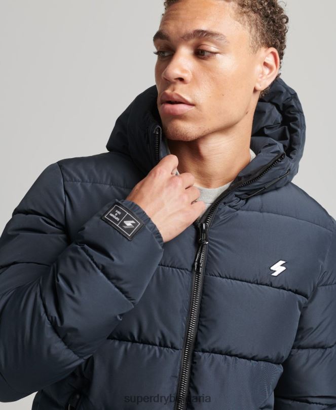 Superdry облекло N00H1089 военноморски флот мъже спортно пухено яке с качулка