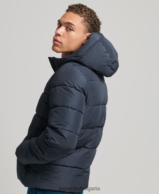 Superdry облекло N00H1089 военноморски флот мъже спортно пухено яке с качулка