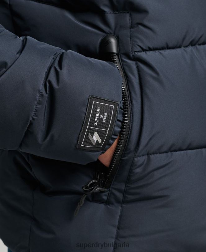 Superdry облекло N00H1089 военноморски флот мъже спортно пухено яке с качулка