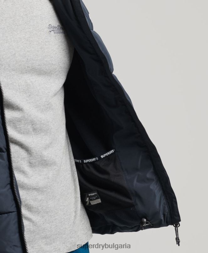 Superdry облекло N00H1089 военноморски флот мъже спортно пухено яке с качулка