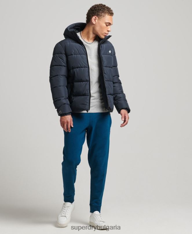 Superdry облекло N00H1089 военноморски флот мъже спортно пухено яке с качулка