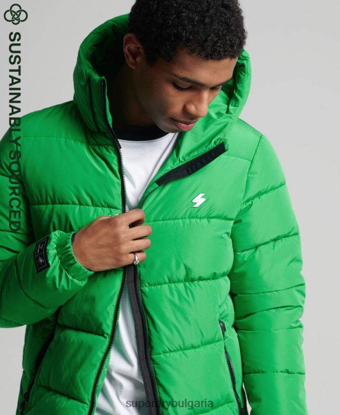 Superdry облекло N00H1090 зелено мъже спортно пухено яке с качулка