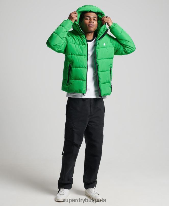 Superdry облекло N00H1090 зелено мъже спортно пухено яке с качулка