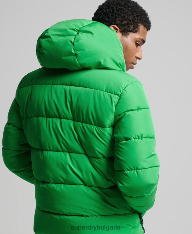 Superdry облекло N00H1090 зелено мъже спортно пухено яке с качулка