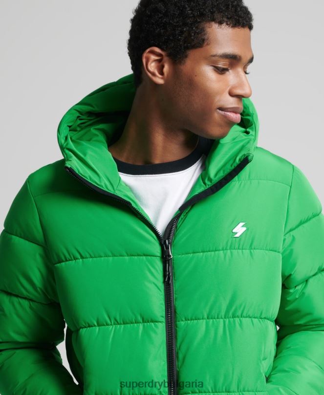 Superdry облекло N00H1090 зелено мъже спортно пухено яке с качулка