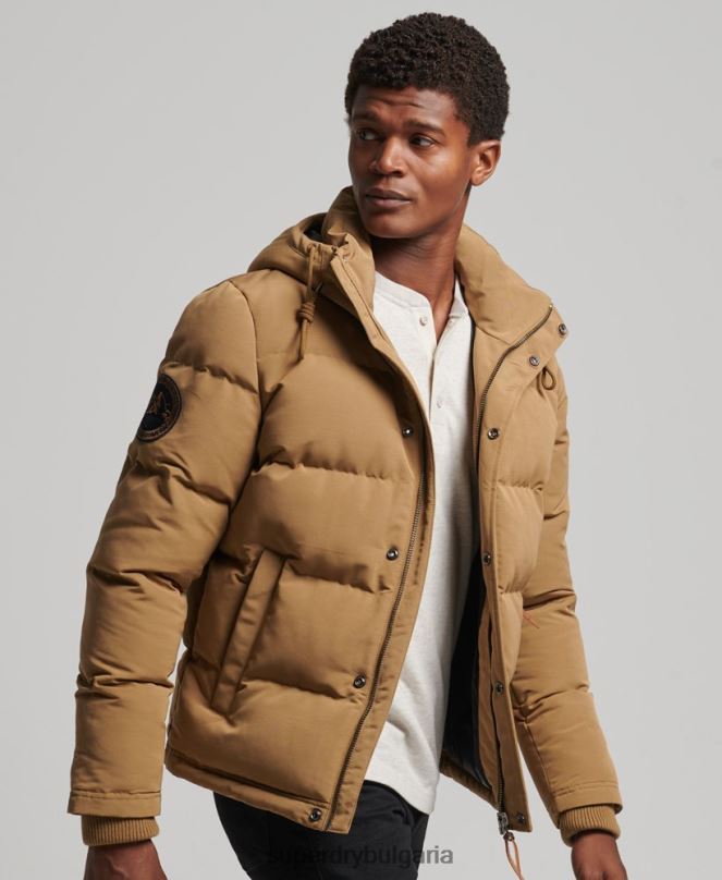 Superdry облекло N00H1093 кафяво мъже пухено яке everest с качулка