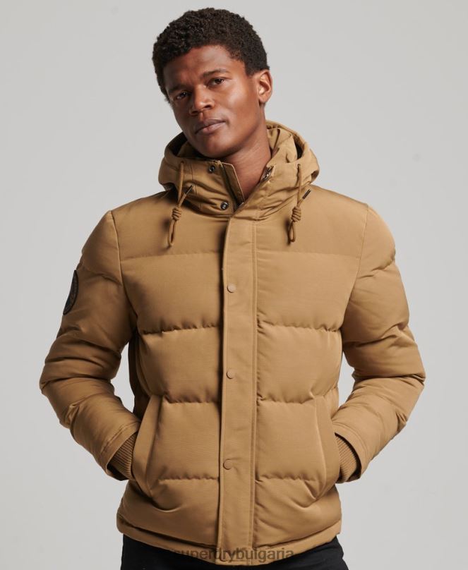 Superdry облекло N00H1093 кафяво мъже пухено яке everest с качулка