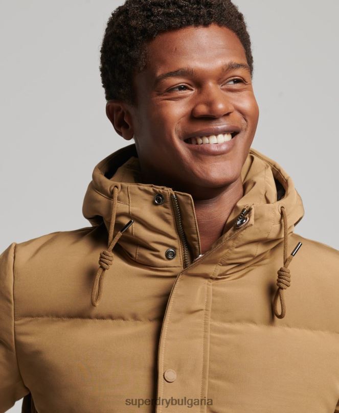 Superdry облекло N00H1093 кафяво мъже пухено яке everest с качулка